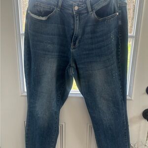 Judy Blue 18w Dark Wash Straight-Leg Distressed Jeans